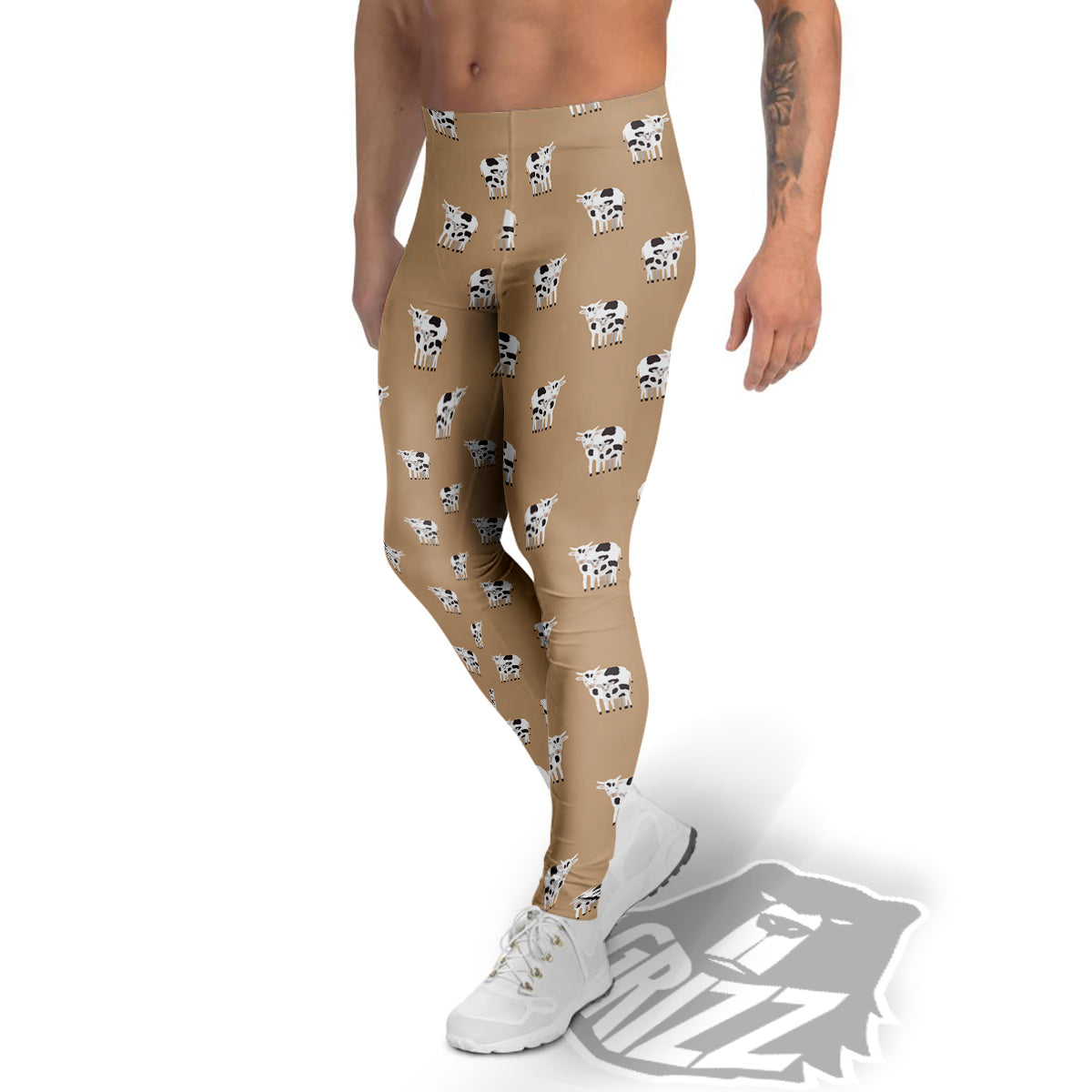 Cow Cute And Baby Cow Print Pattern Men's Leggings-grizzshop