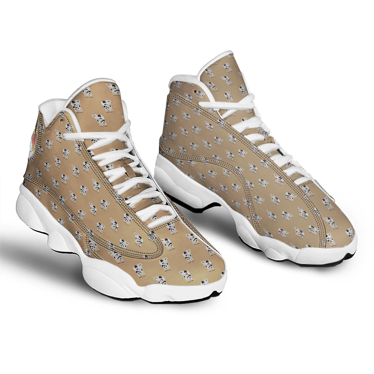 Cow Cute And Baby Cow Print Pattern White Basketball Shoes-grizzshop
