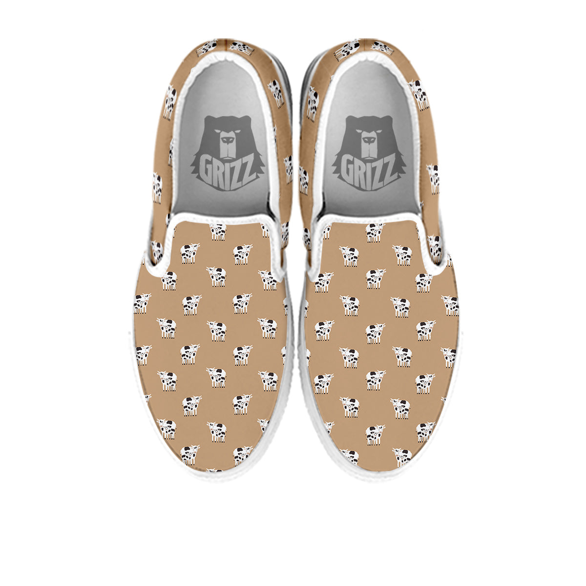 Cow Cute And Baby Cow Print Pattern White Slip On Shoes-grizzshop
