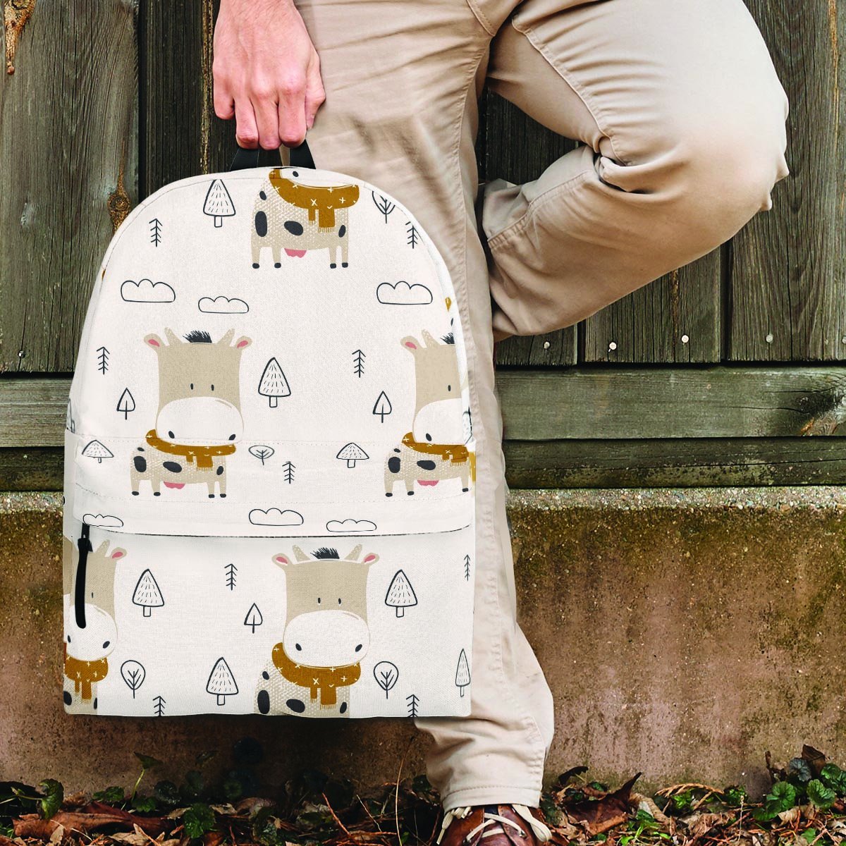 Cow Cute Print Backpack-grizzshop