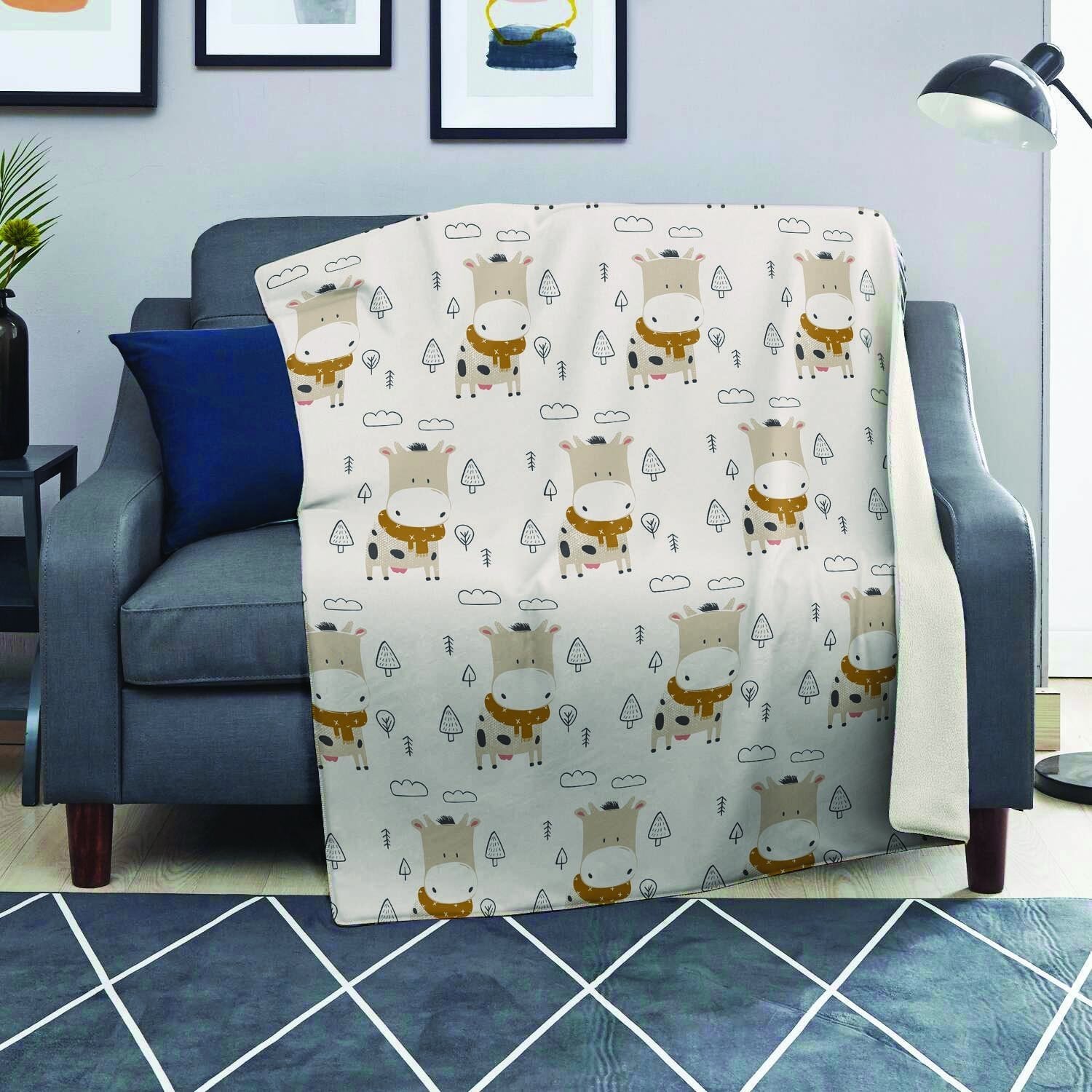 Cow Cute Print Blanket-grizzshop