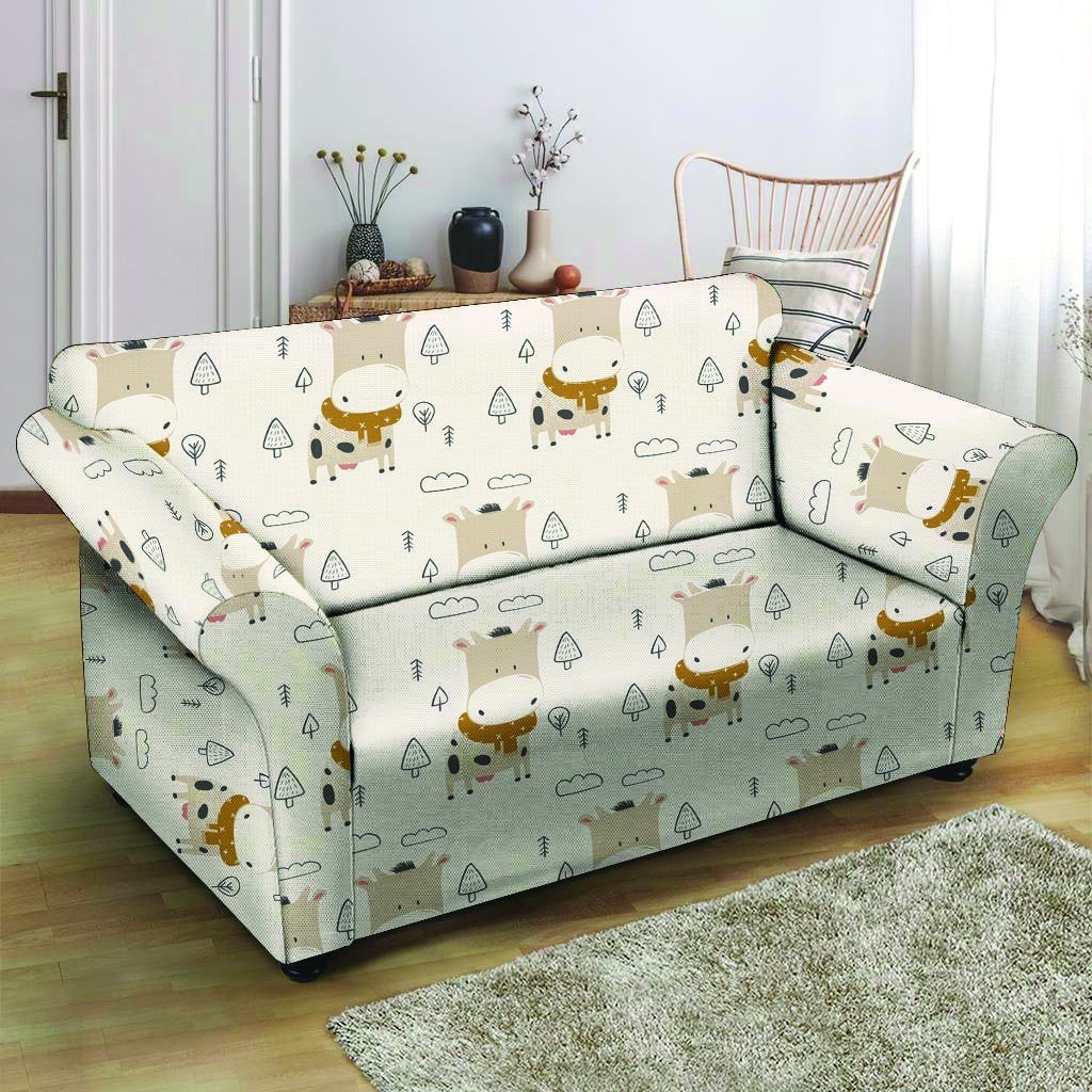 Cow Cute Print Loveseat Cover-grizzshop