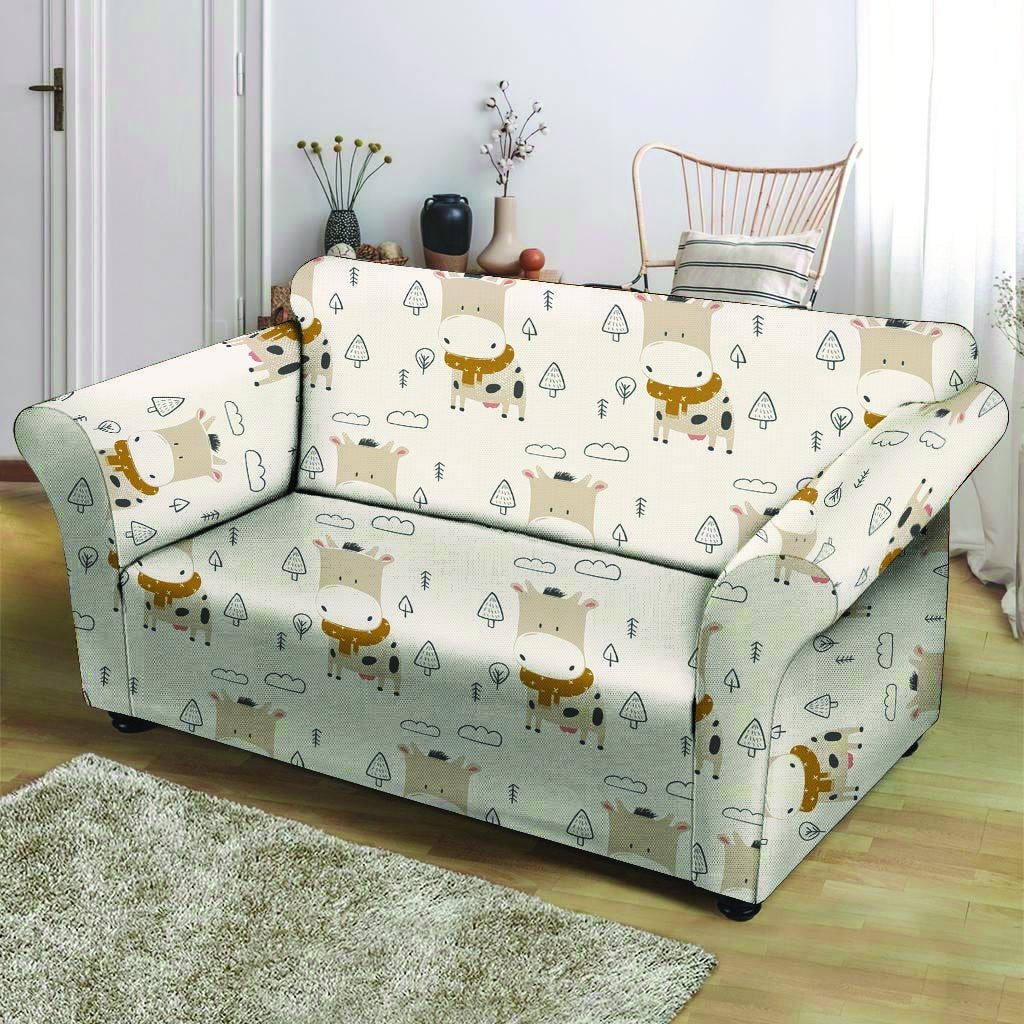 Cow Cute Print Loveseat Cover-grizzshop