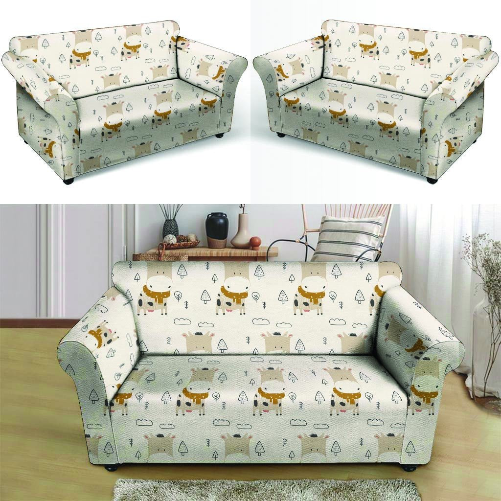 Cow Cute Print Loveseat Cover-grizzshop