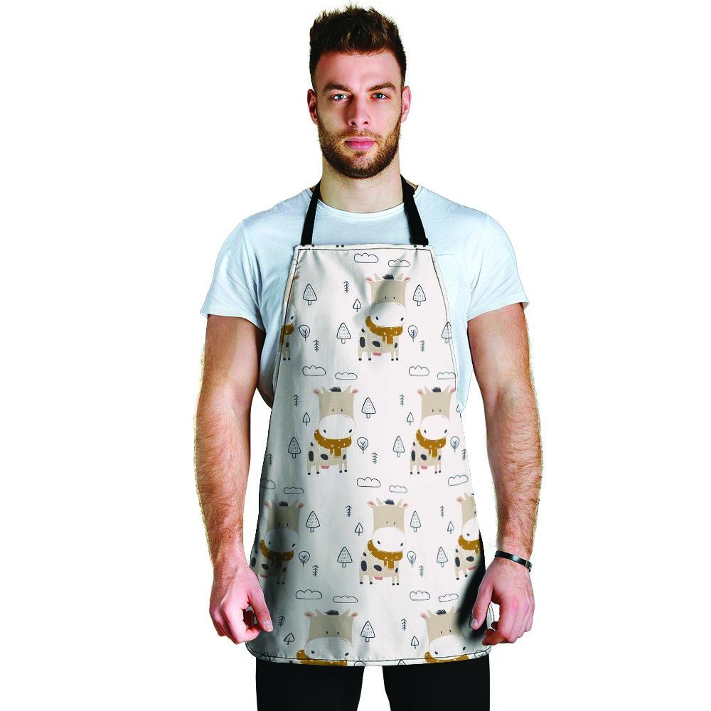 Cow Cute Print Men's Apron-grizzshop