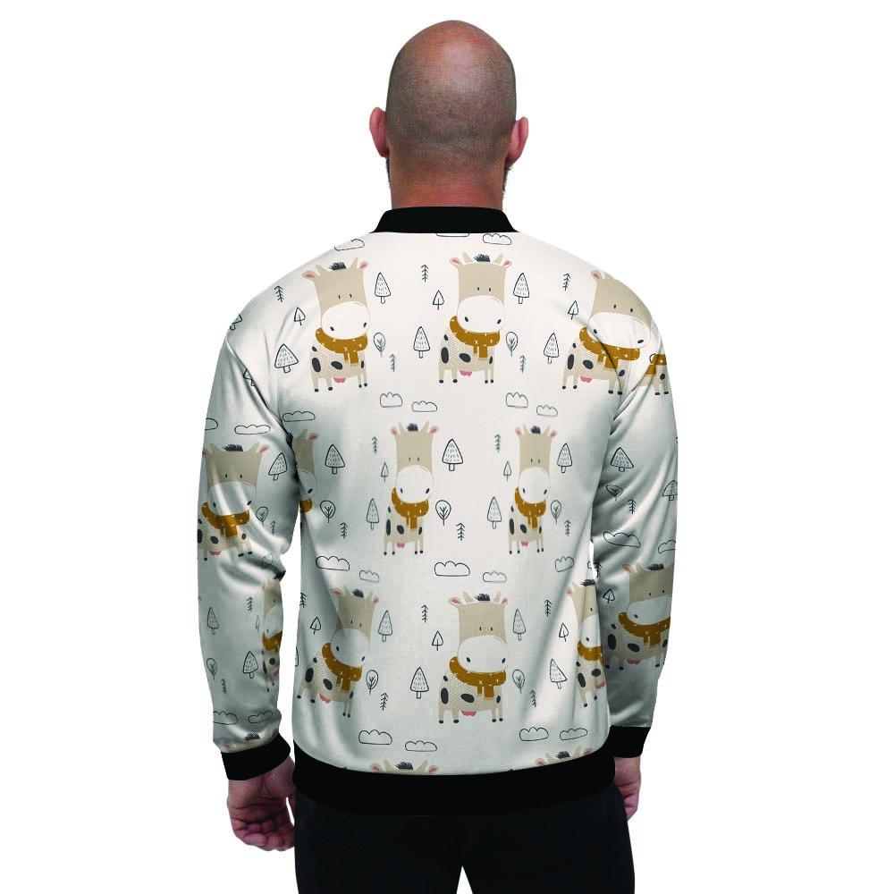 Cow Cute Print Men's Bomber Jacket-grizzshop