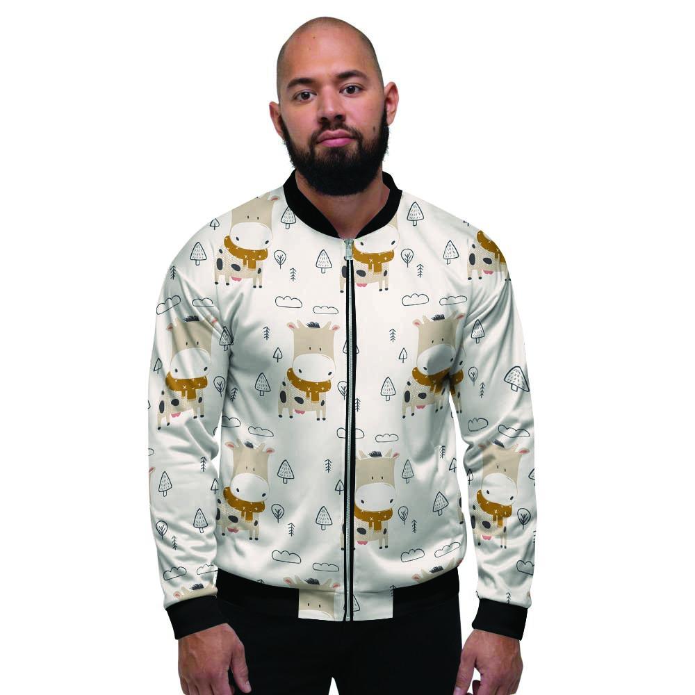 Cow Cute Print Men's Bomber Jacket-grizzshop