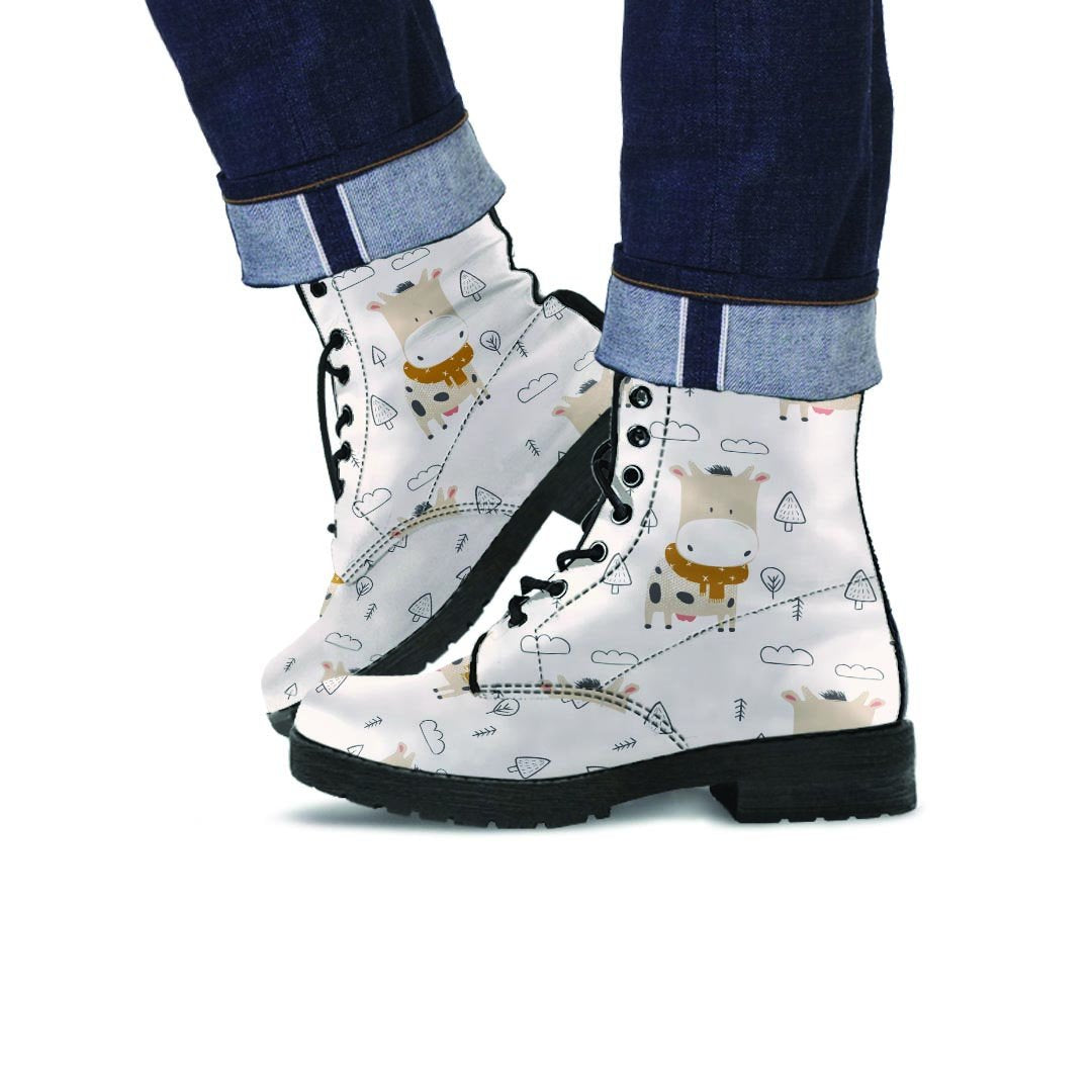 Cow Cute Print Men's Boots-grizzshop