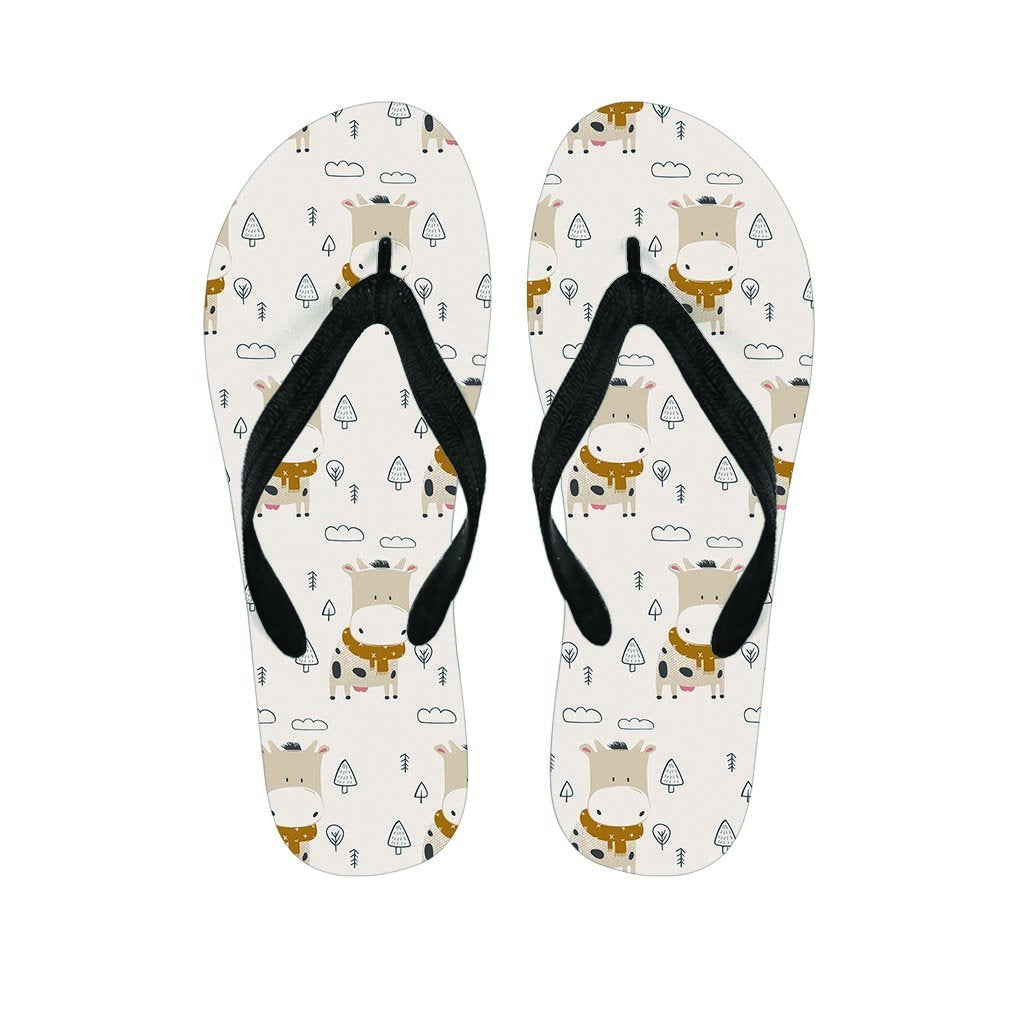 Cow Cute Print Men's Flip Flops-grizzshop