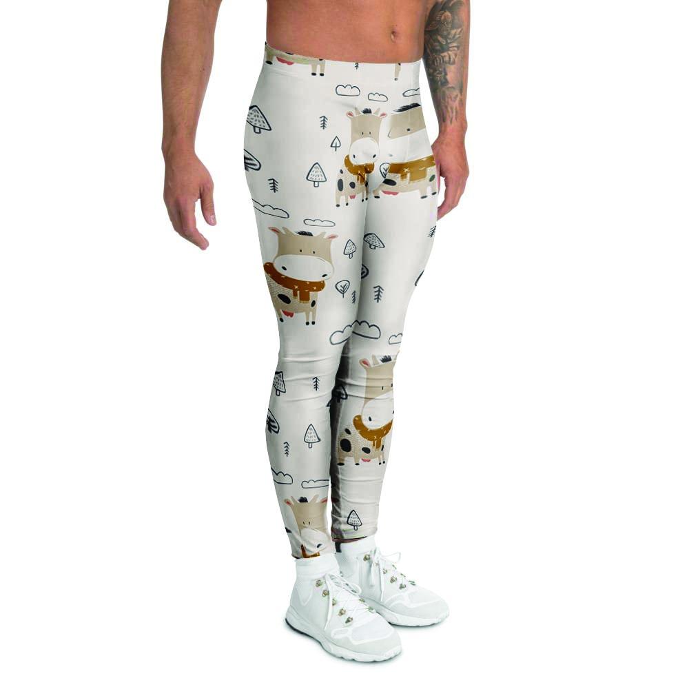 Cow Cute Print Men's Leggings-grizzshop