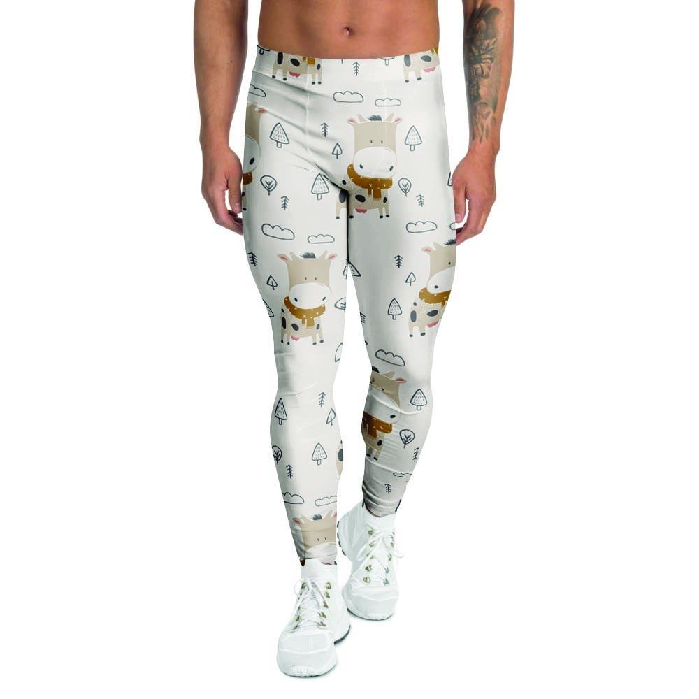 Cow Cute Print Men's Leggings-grizzshop