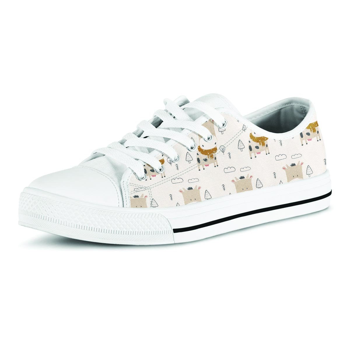 Cow Cute Print Men's Low Top Shoes-grizzshop