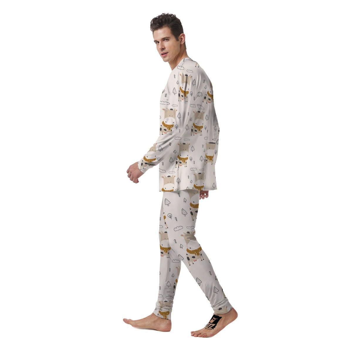 Cow Cute Print Men's Pajamas-grizzshop