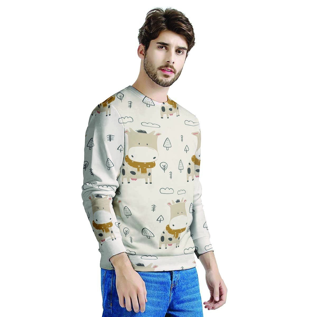 Cow Cute Print Men's Sweatshirt-grizzshop