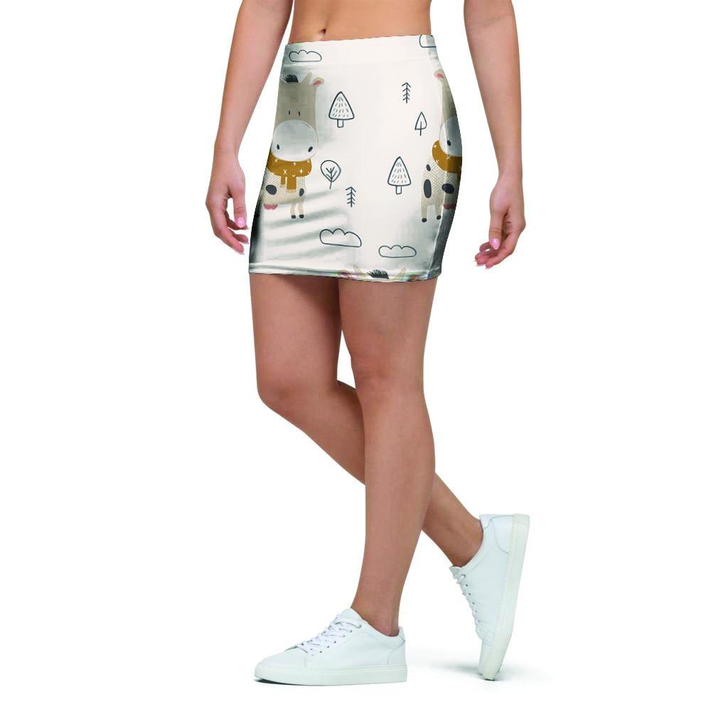Cow Cute Print Mini Skirt-grizzshop