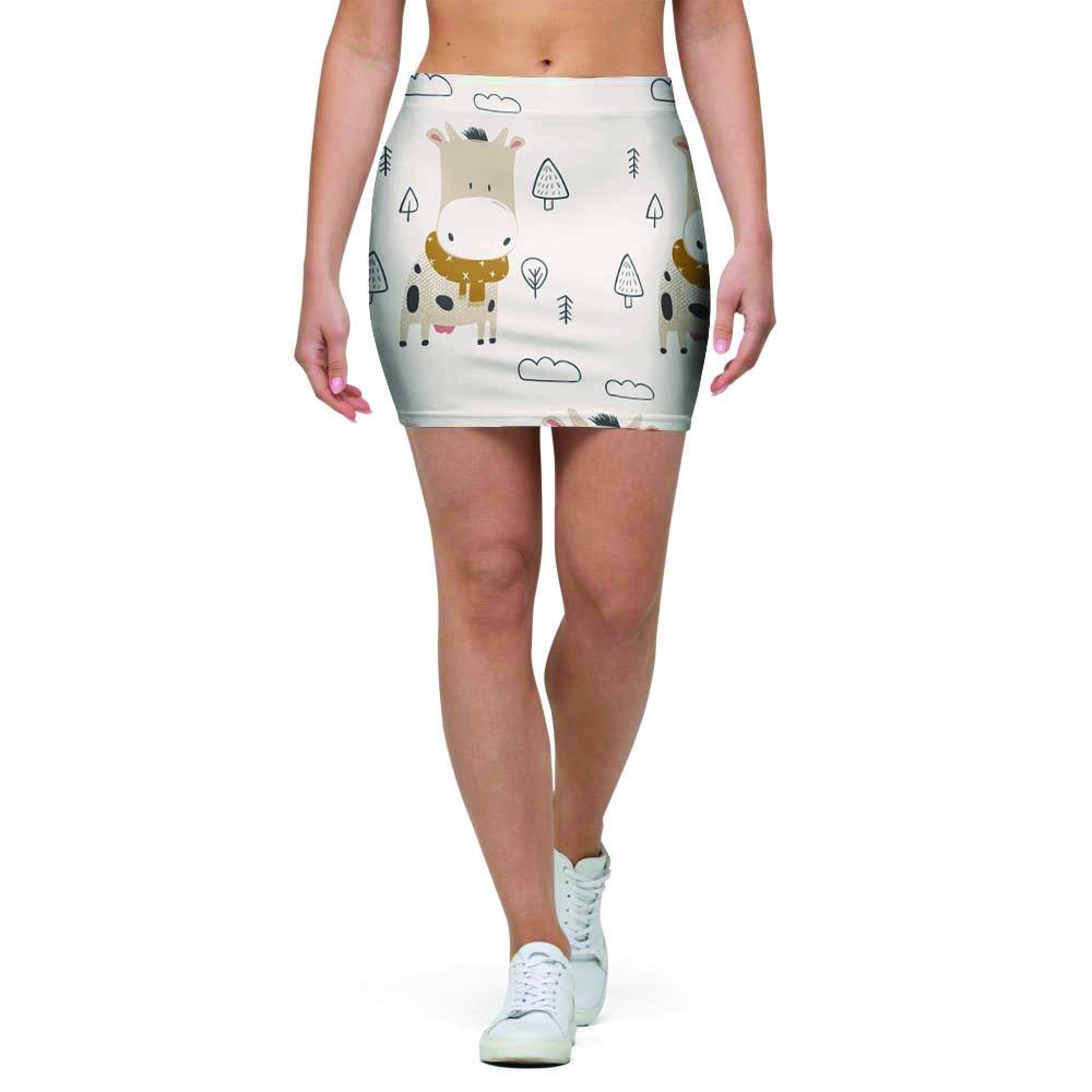 Cow Cute Print Mini Skirt-grizzshop