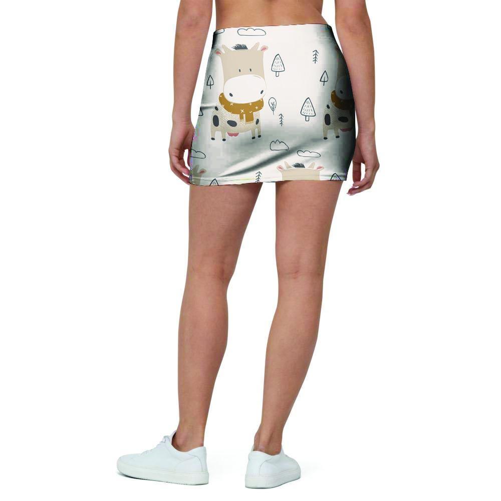 Cow Cute Print Mini Skirt-grizzshop