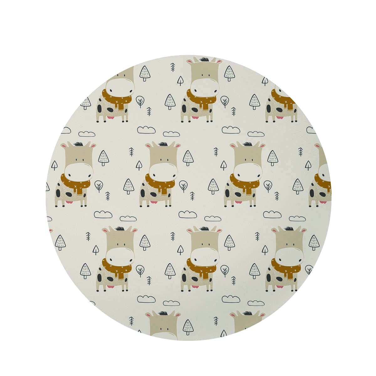 Cow Cute Print Round Rug-grizzshop