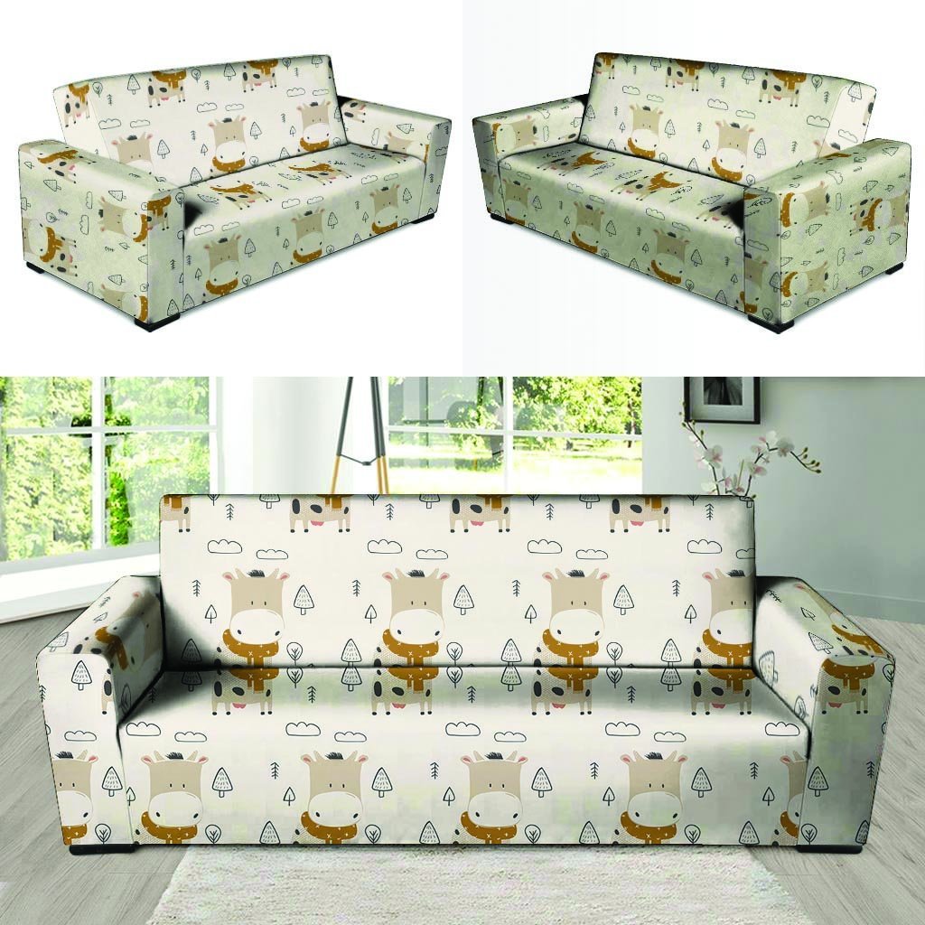 Cow Cute Print Sofa Cover-grizzshop