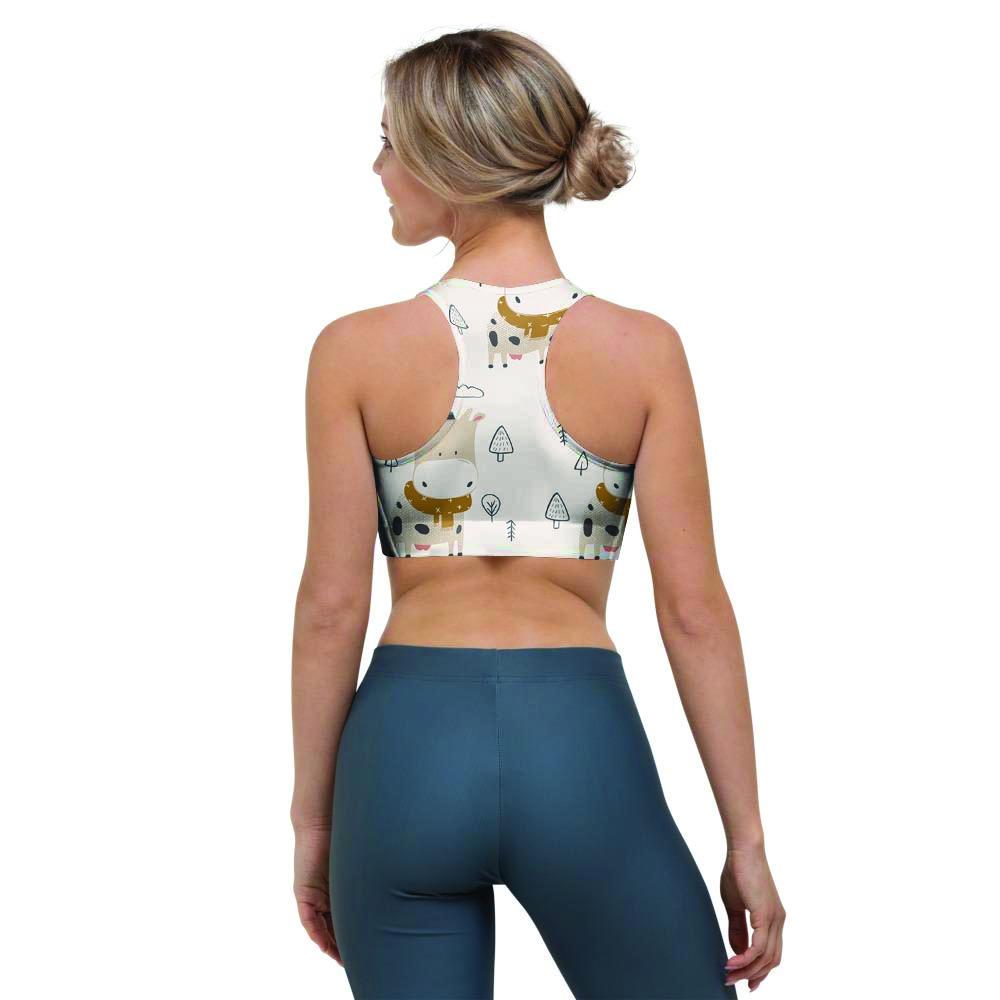 Cow Cute Print Sports Bra-grizzshop