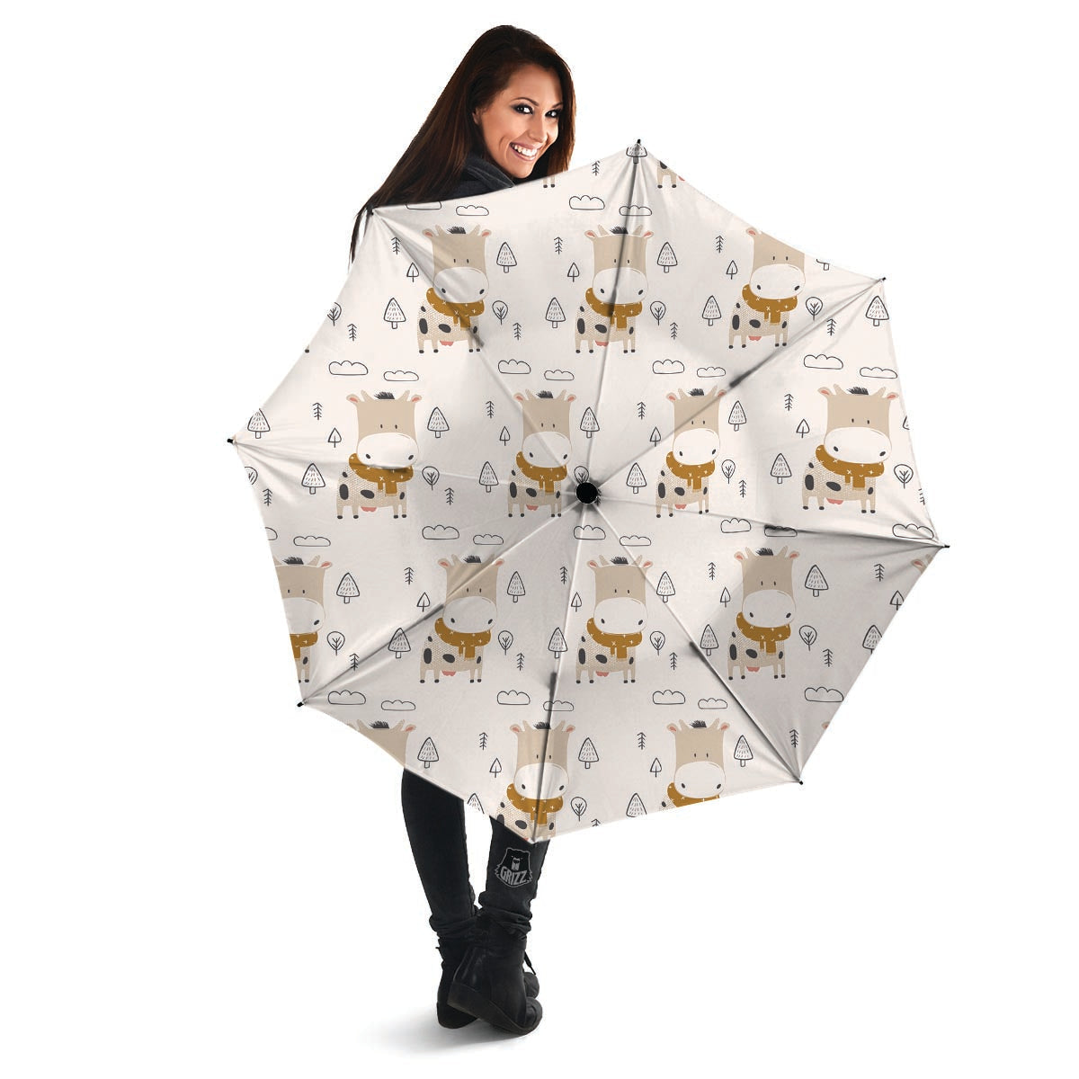 Cow Cute Print Umbrella-grizzshop