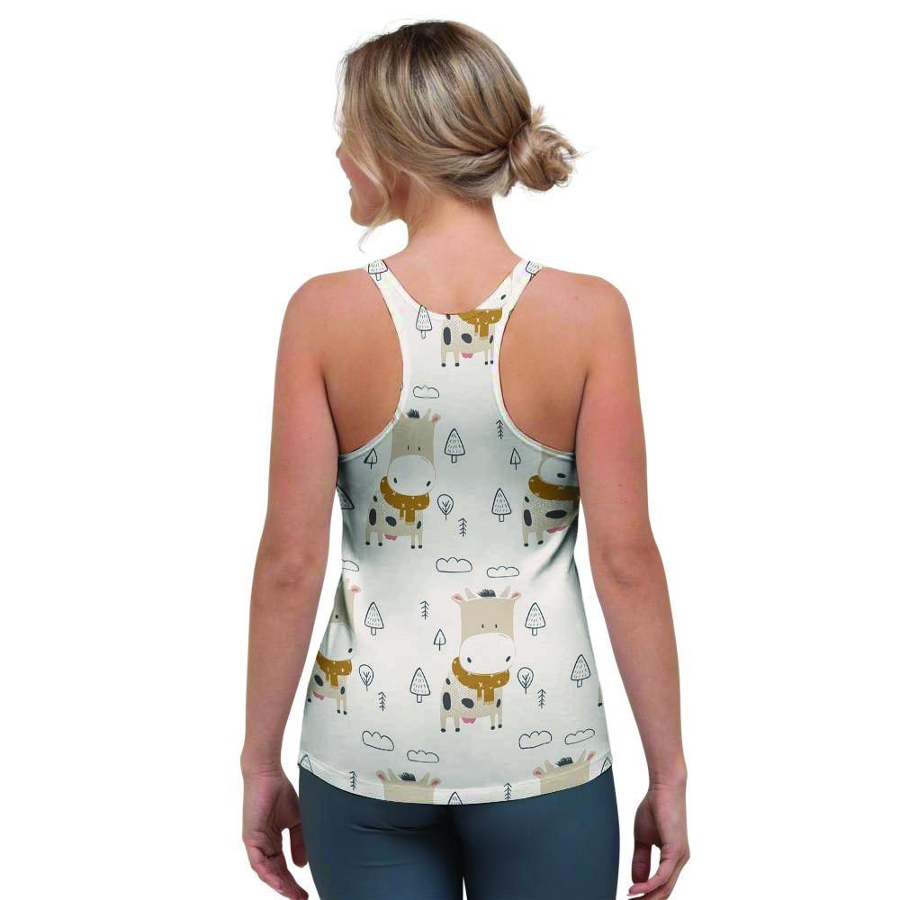 Cow Cute Print Women's Racerback Tank Top-grizzshop