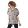 Cow Cute Print Women's Short Sleeve Shirts-grizzshop