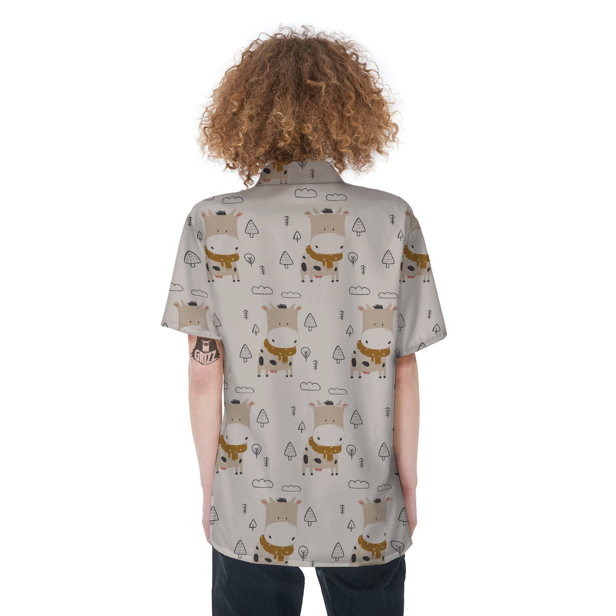 Cow Cute Print Women's Short Sleeve Shirts-grizzshop