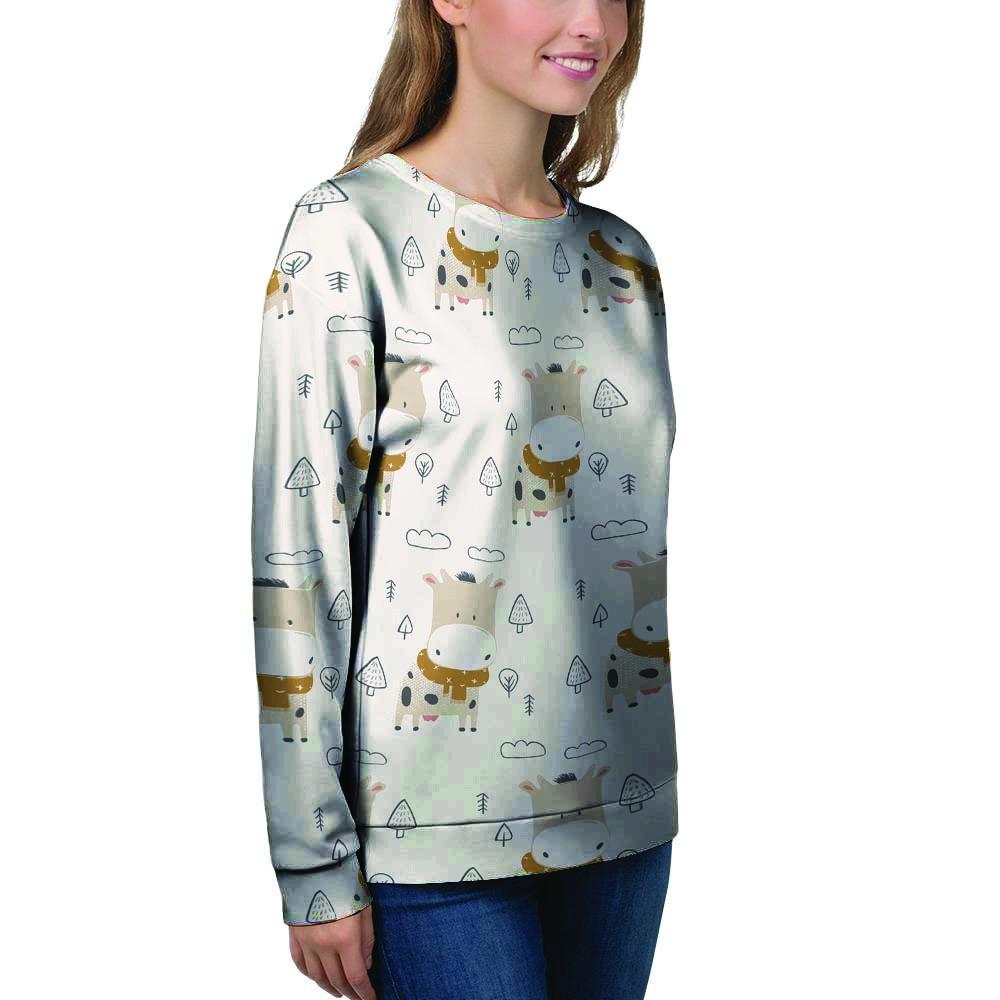 Cow Cute Print Women's Sweatshirt-grizzshop