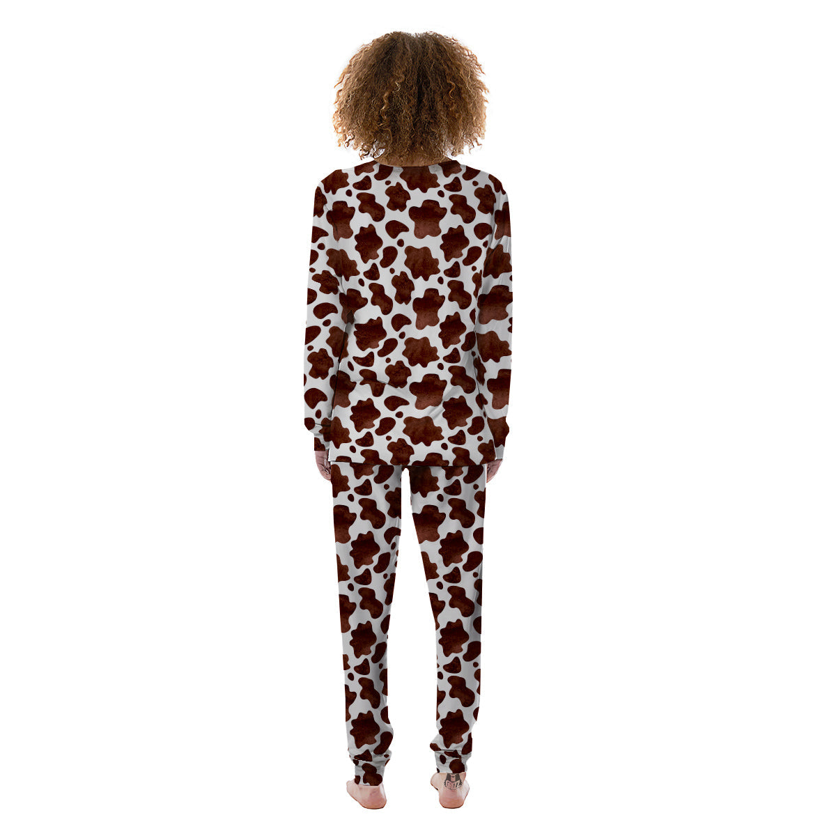 Cow Dark Brown Print Women's Pajamas-grizzshop