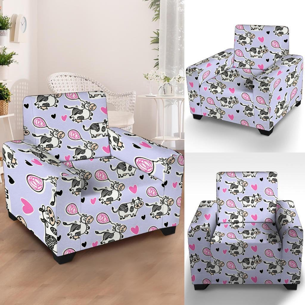 Cow Doodle Print Armchair Cover-grizzshop