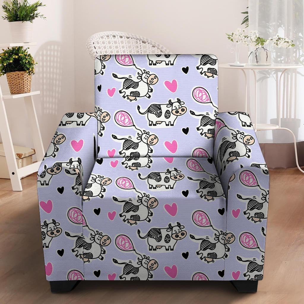 Cow Doodle Print Armchair Cover-grizzshop