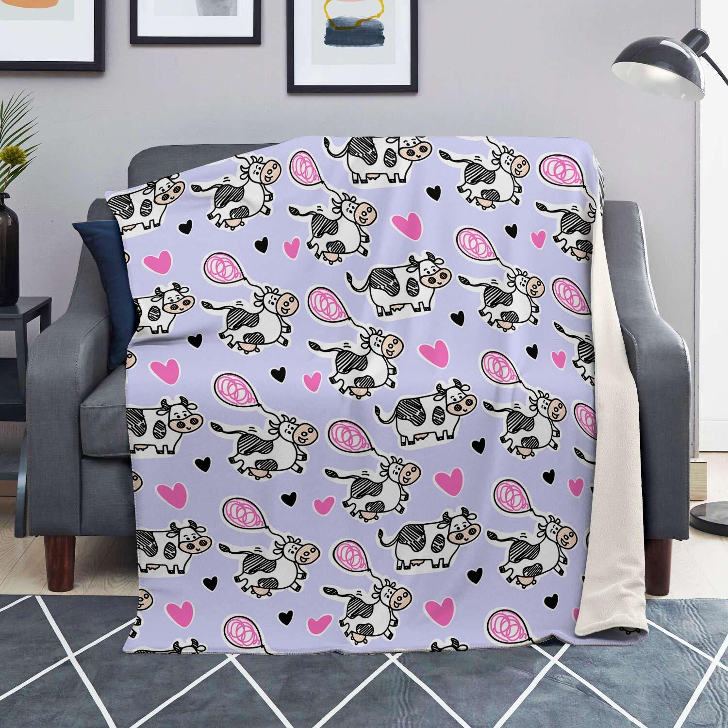 Cow Doodle Print Blanket-grizzshop