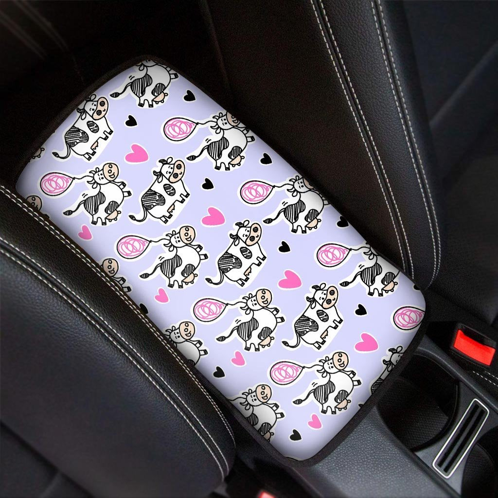 Cow Doodle Print Car Console Cover-grizzshop