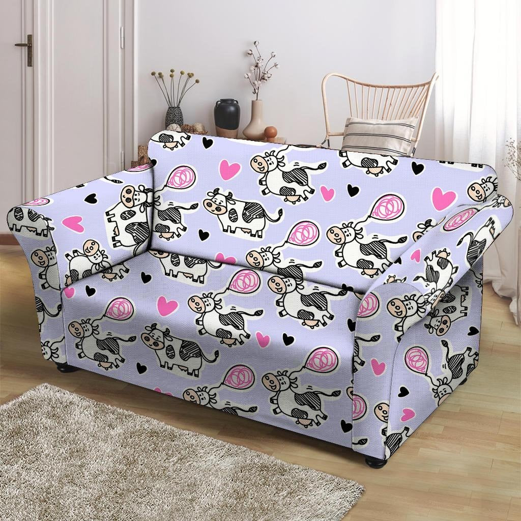 Cow Doodle Print Loveseat Cover-grizzshop