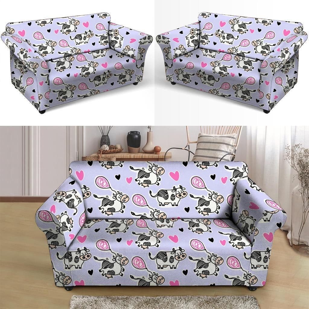 Cow Doodle Print Loveseat Cover-grizzshop