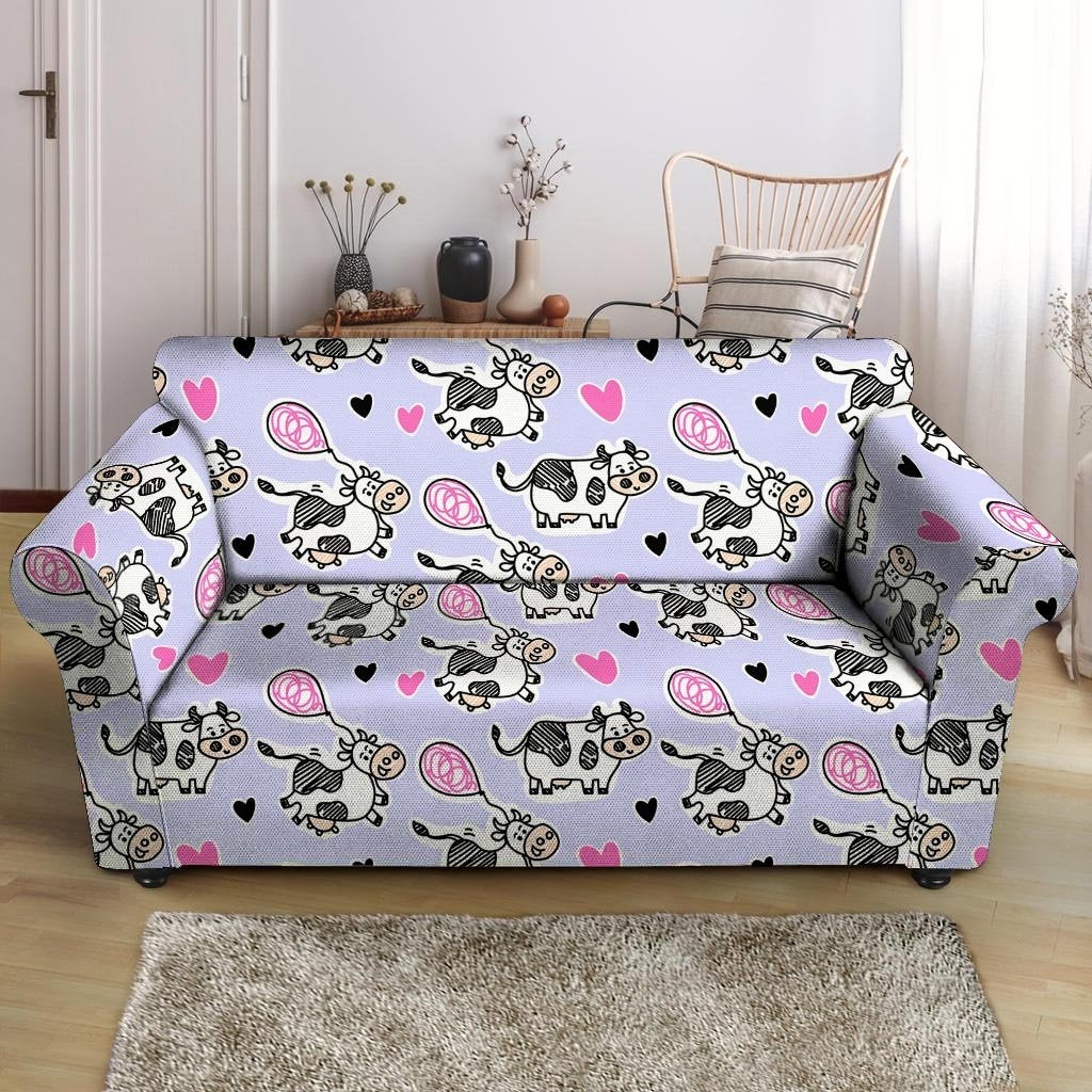 Cow Doodle Print Loveseat Cover-grizzshop