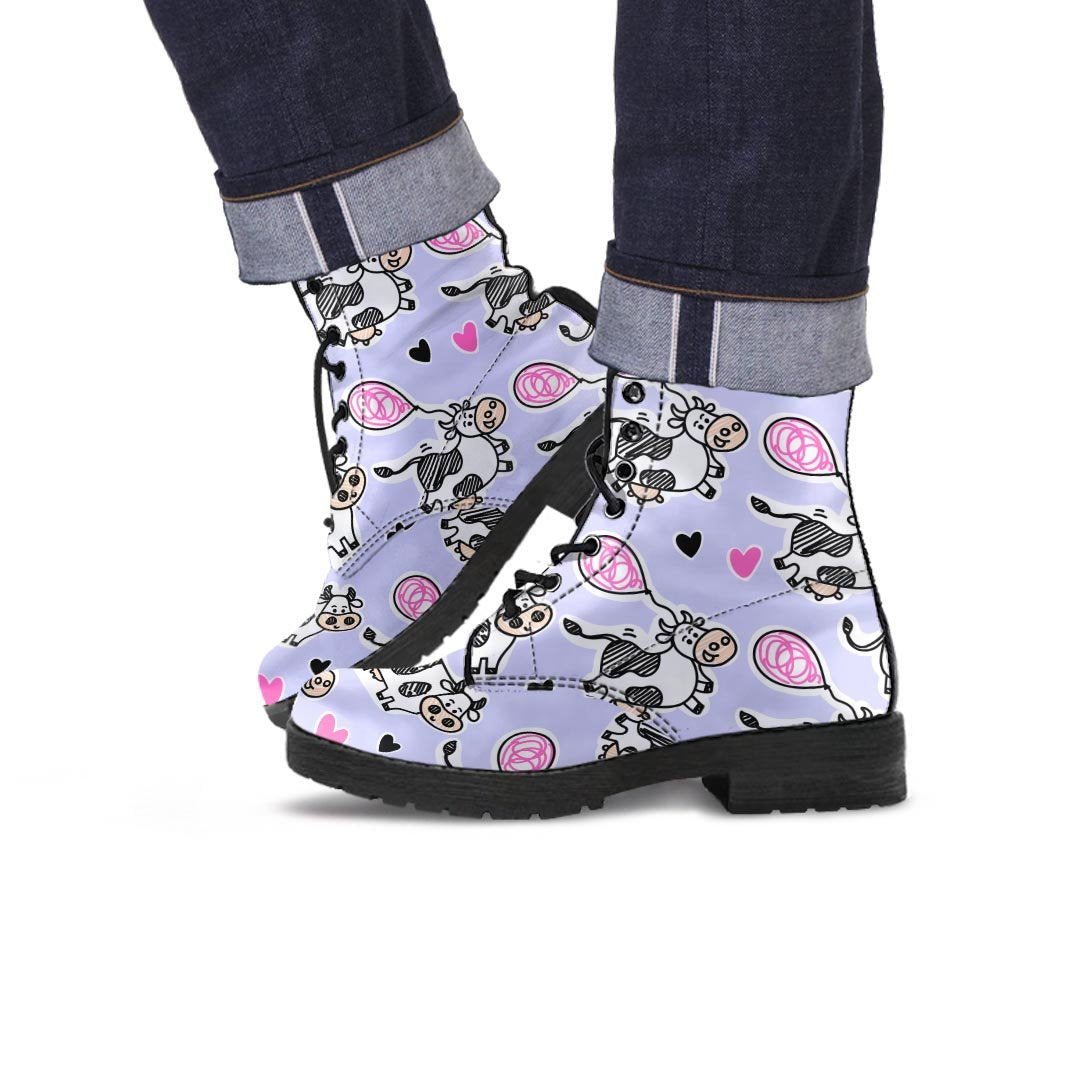 Cow Doodle Print Men's Boots-grizzshop