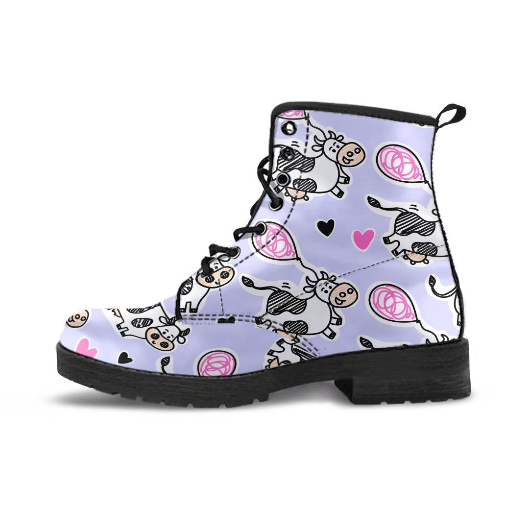 Cow Doodle Print Men's Boots-grizzshop