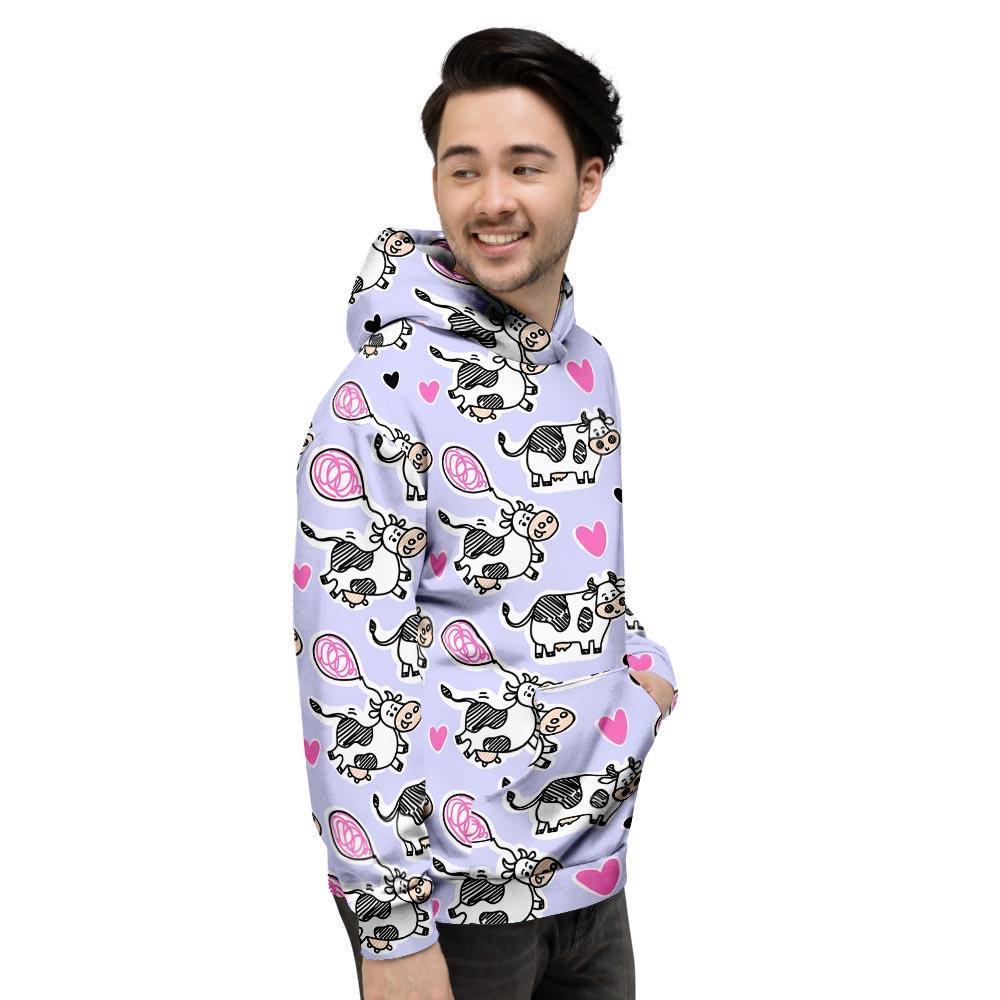 Cow Doodle Print Men's Hoodie-grizzshop