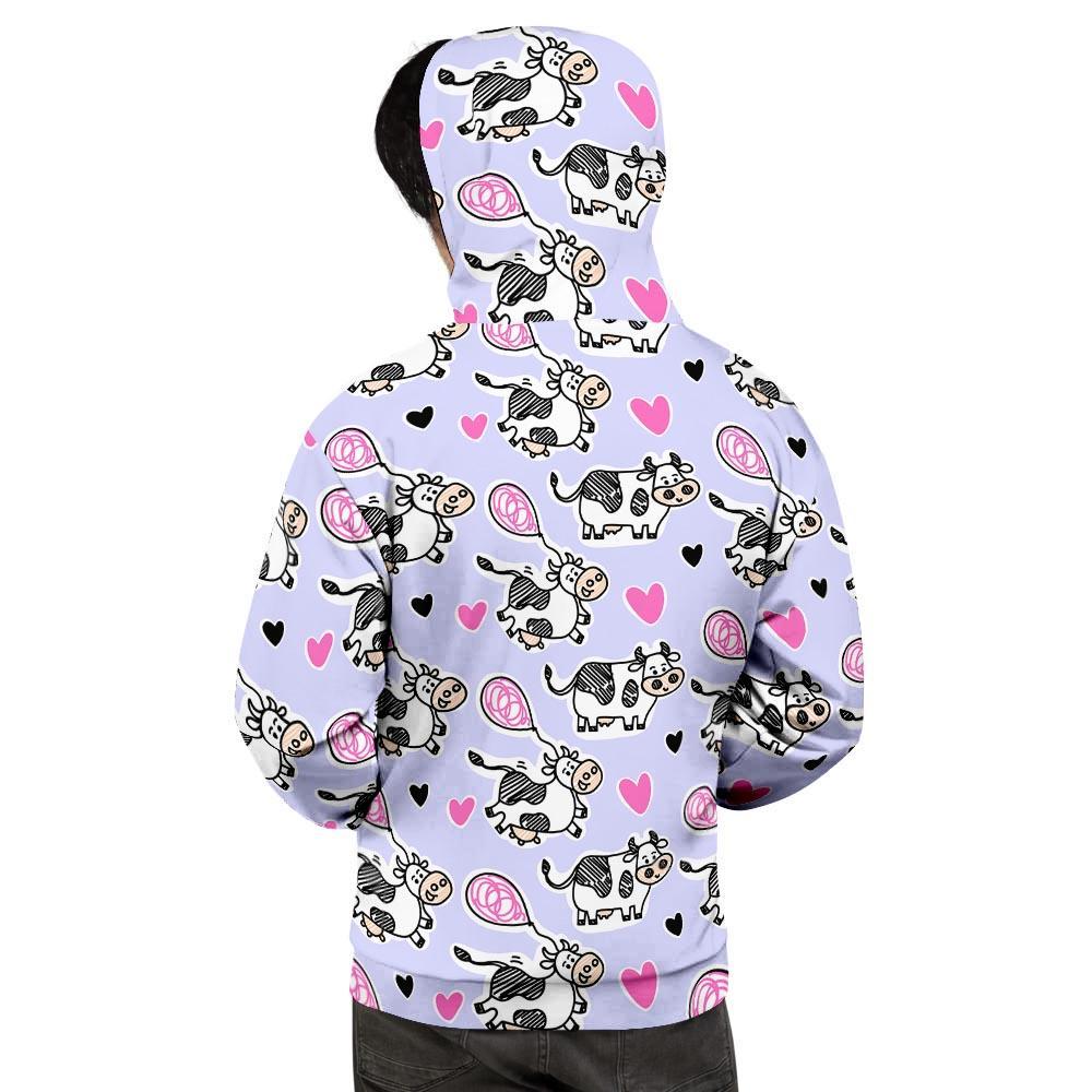 Cow Doodle Print Men's Hoodie-grizzshop