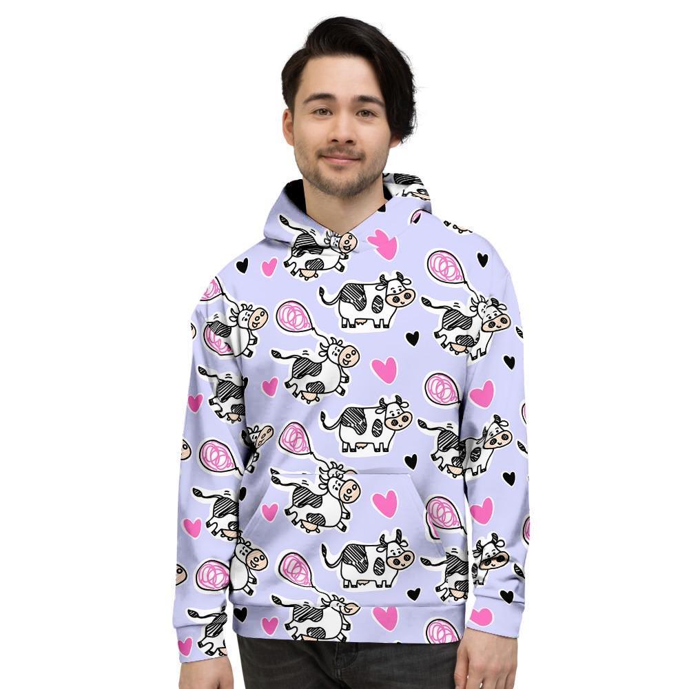 Cow Doodle Print Men's Hoodie-grizzshop