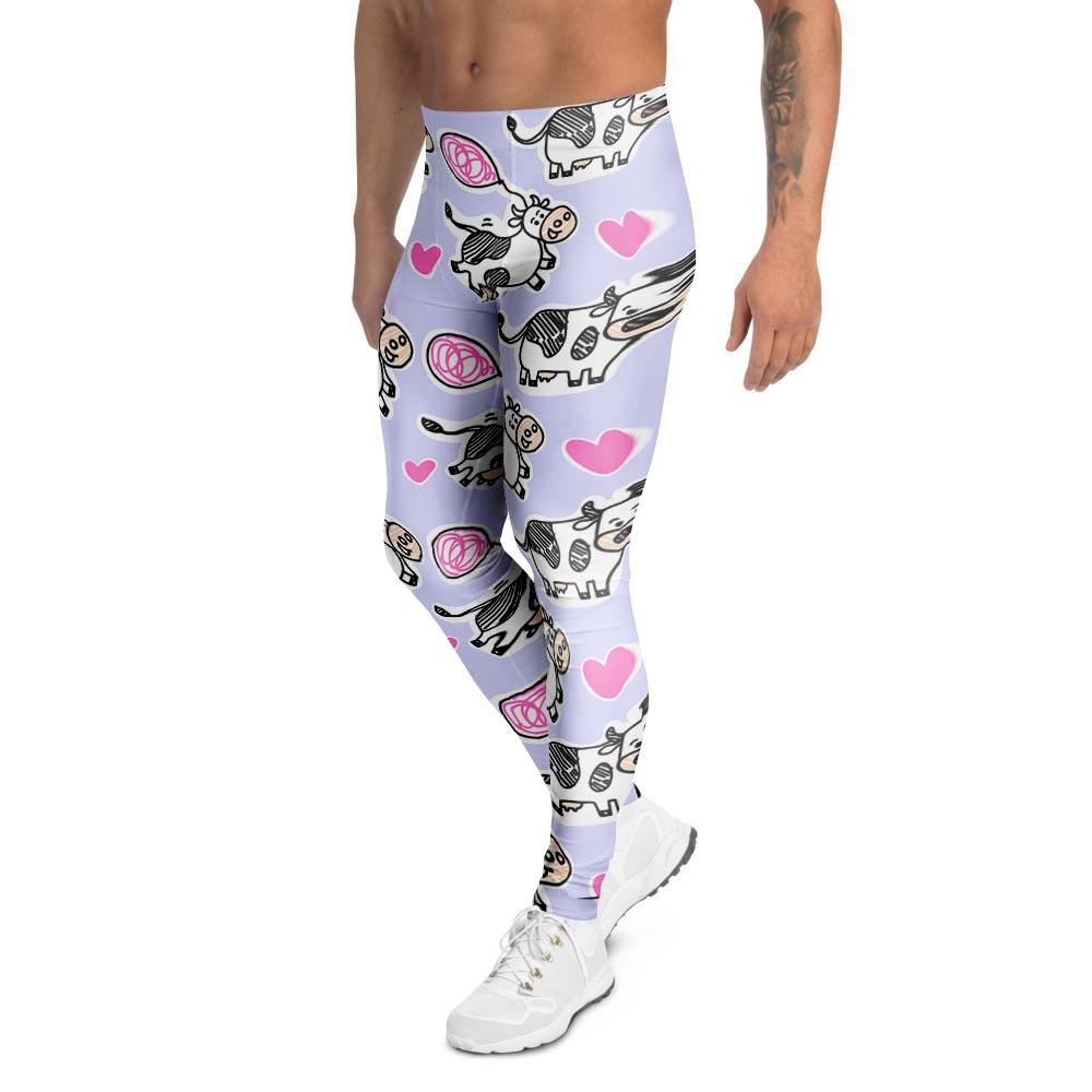 Cow Doodle Print Men's Leggings-grizzshop