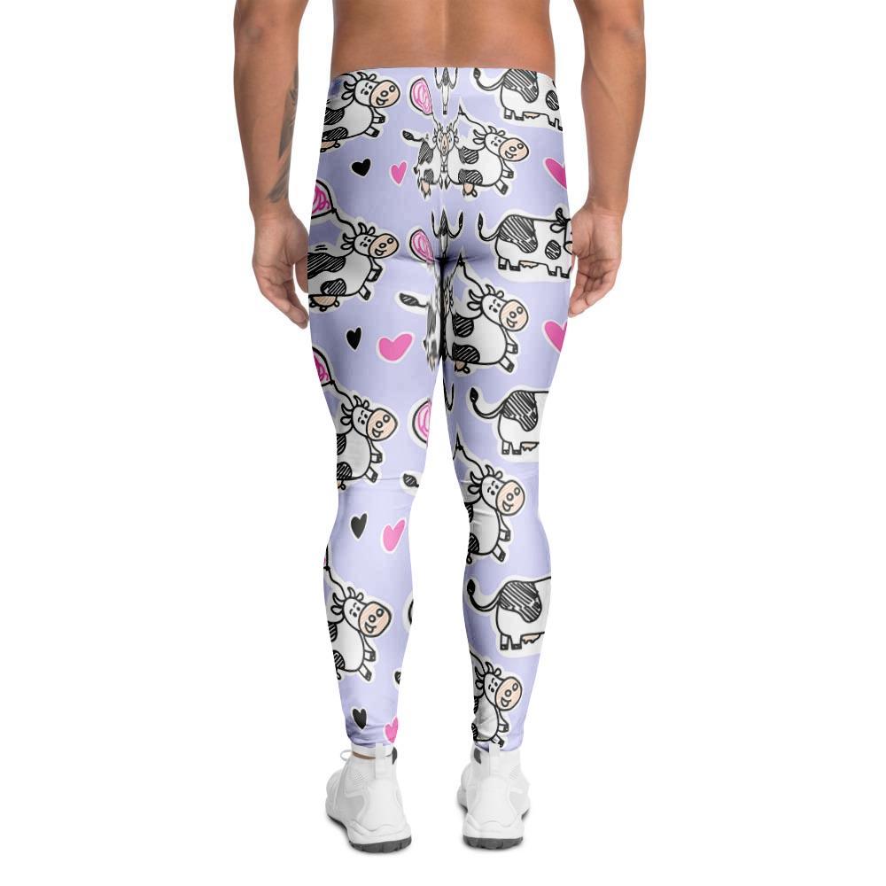 Cow Doodle Print Men's Leggings-grizzshop