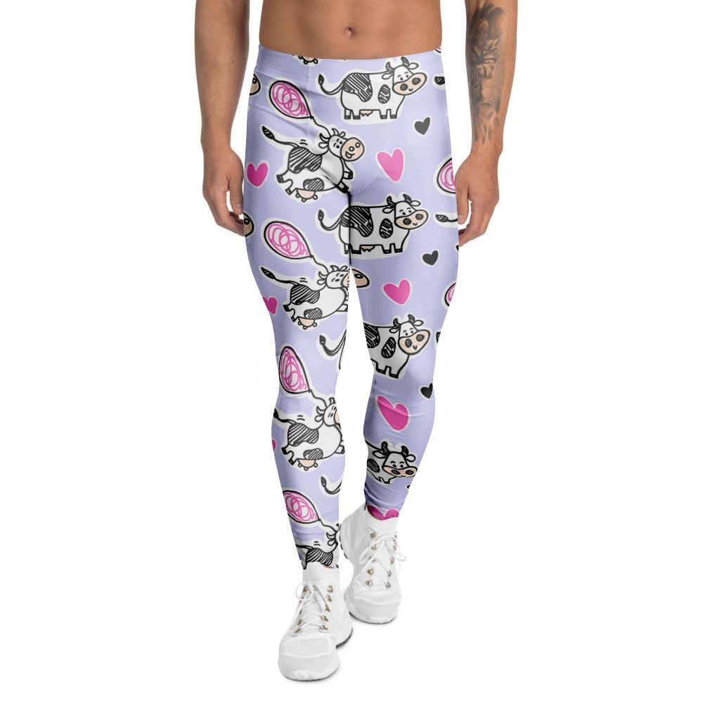 Cow Doodle Print Men's Leggings-grizzshop
