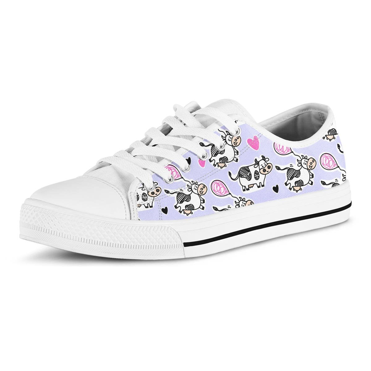 Cow Doodle Print Men's Low Top Shoes-grizzshop