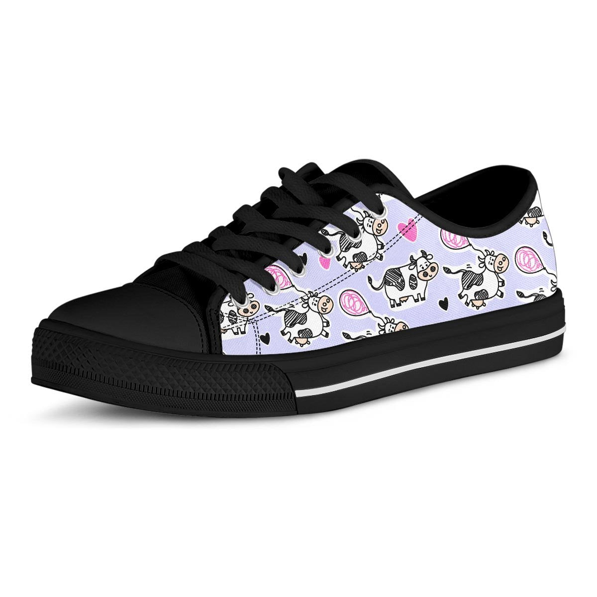 Cow Doodle Print Men's Low Top Shoes-grizzshop