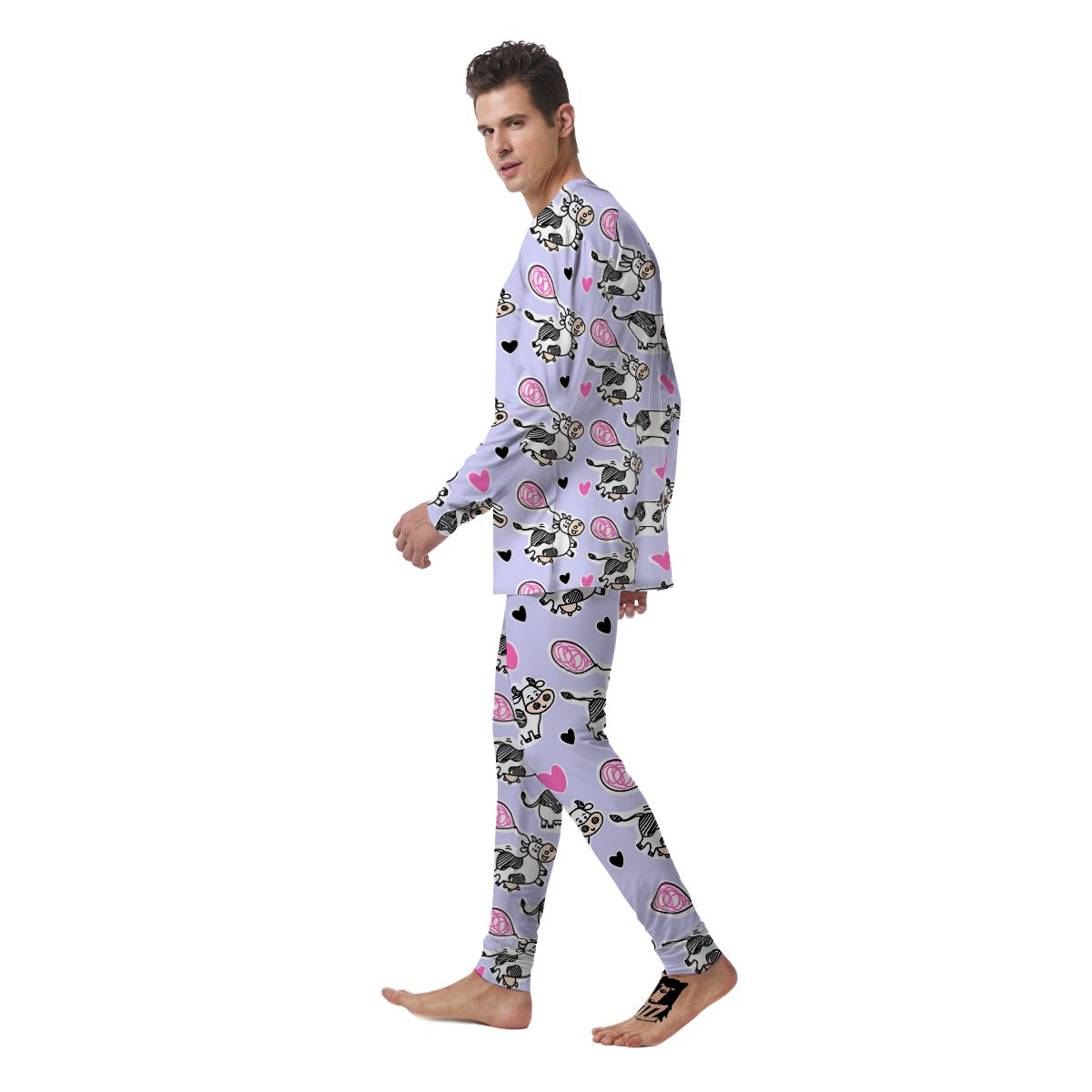 Cow Doodle Print Men's Pajamas-grizzshop