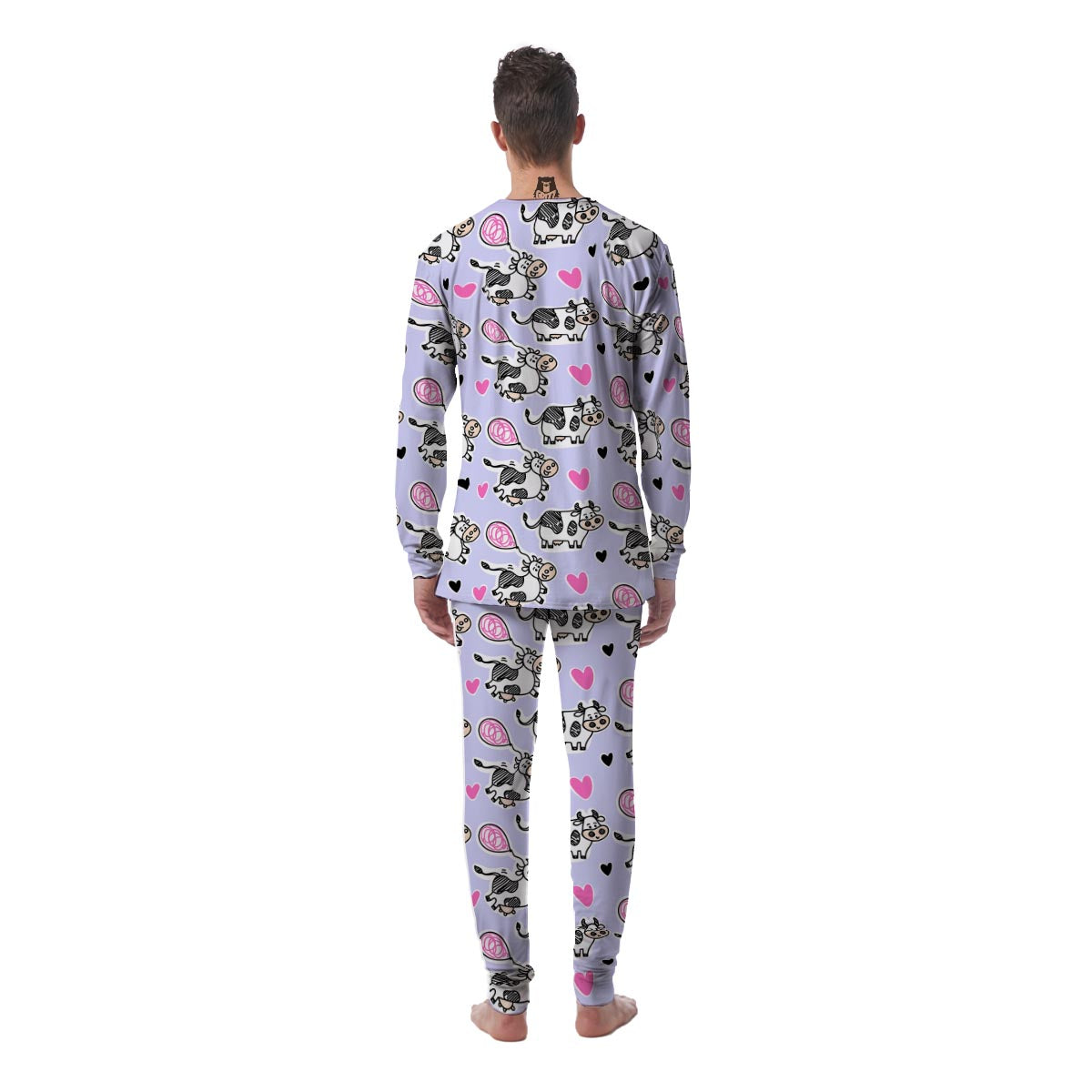 Cow Doodle Print Men's Pajamas-grizzshop