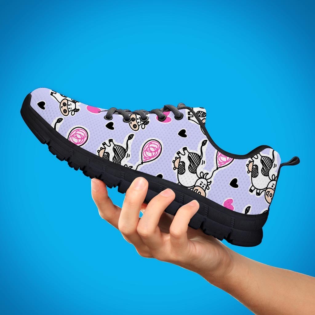 Cow Doodle Print Men's Sneakers-grizzshop